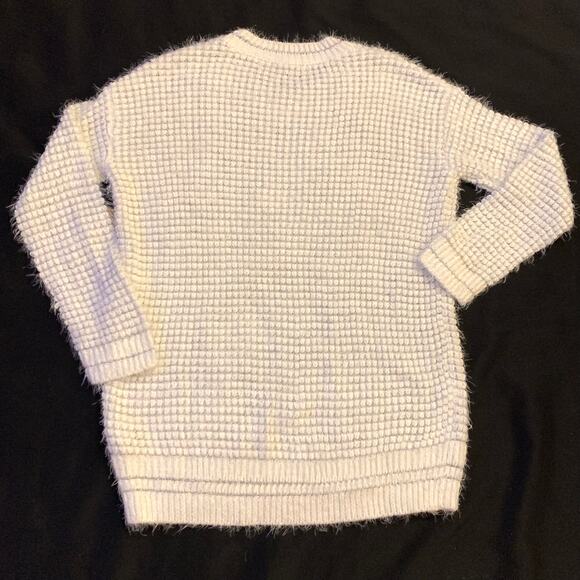 Rachel Roy Womens Sweater Large NWT Fresh Light Grey Ivory Silver Open Weave - Picture 11 of 13